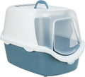 Trixie cat litter box Vico open top with hood blue gray white - 56x40x40 cm-0