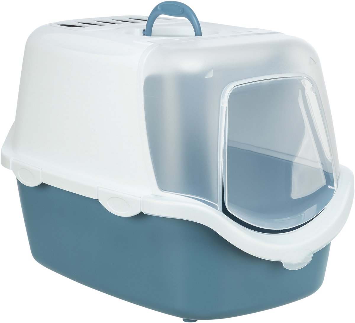 Trixie cat litter box Vico open top with hood blue gray white - 56x40x40 cm-0