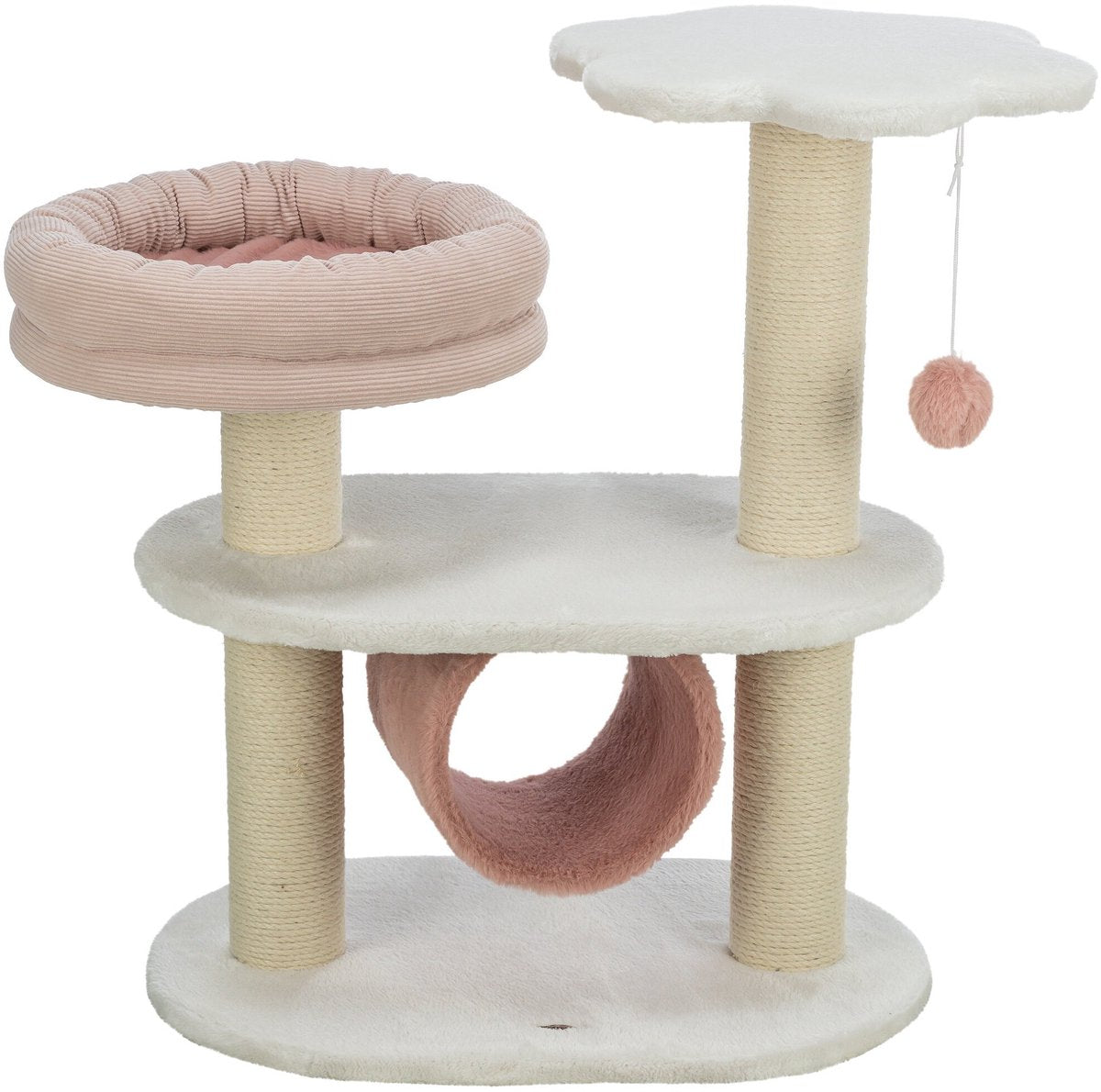 Trixie isabella scratching post - luxury scratching furniture with lying platform and play ball - 58x38x70 cm-0