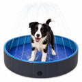Flamingo dog pool – dog pool with sprinklers – 80 x 20 cm – blue dark gray – foldable pool with water sprinklers – sprinkle-0