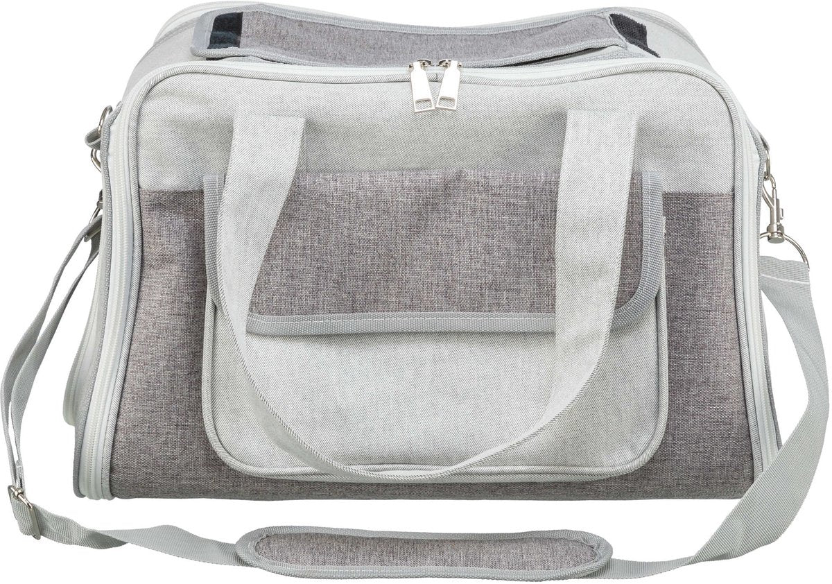 Trixie dog bag libby gray - mesh insert, 42x25x27 cm - with shoulder strap and short holder-0