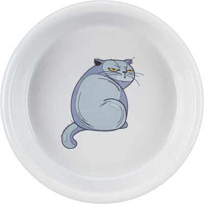 Trixie Food Bowl / Water Bowl Angry Cat Grey