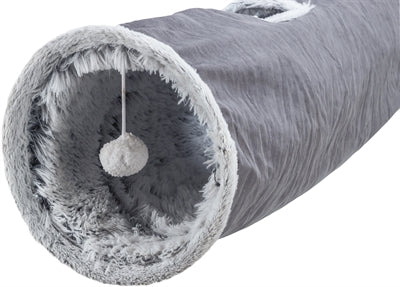 Trixie Cat Play Tunnel Harvey Velour / Plush Grey