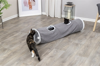 Trixie Cat Play Tunnel Harvey Velour / Plush Grey