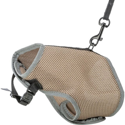 Trixie soft harness cat with taupe leash-0