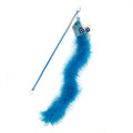 Happy Pet Tabby Patch Cat Wand Toy Bird Blue