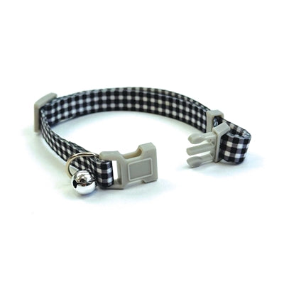 Happy Pet Tabby Patch Cat Collar Check Black