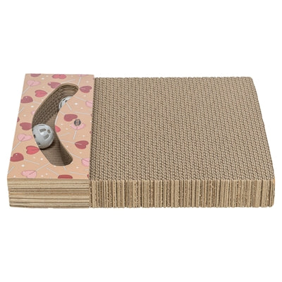 Trixie scratching board hearts with balls rectangular cardboard apricot-0