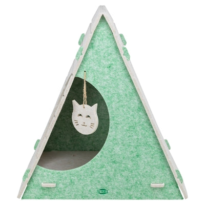 Trixie Cat Bed Play Box Lucy Triangular Felt Sand / Green
