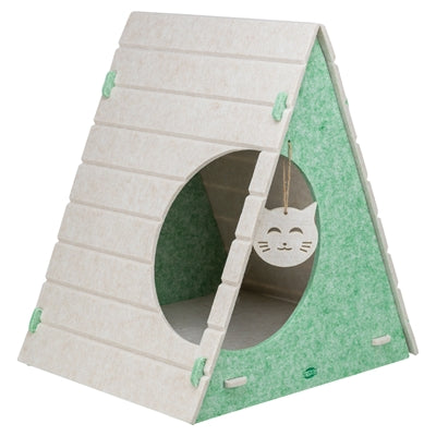 Trixie Cat Bed Play Box Lucy Triangular Felt Sand / Green
