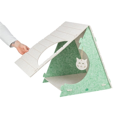 Trixie Cat Bed Play Box Lucy Triangular Felt Sand / Green