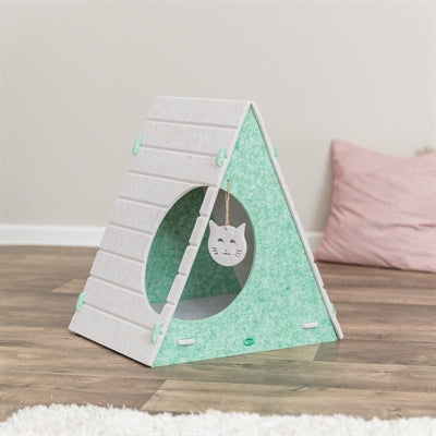 Trixie Cat Bed Play Box Lucy Triangular Felt Sand / Green