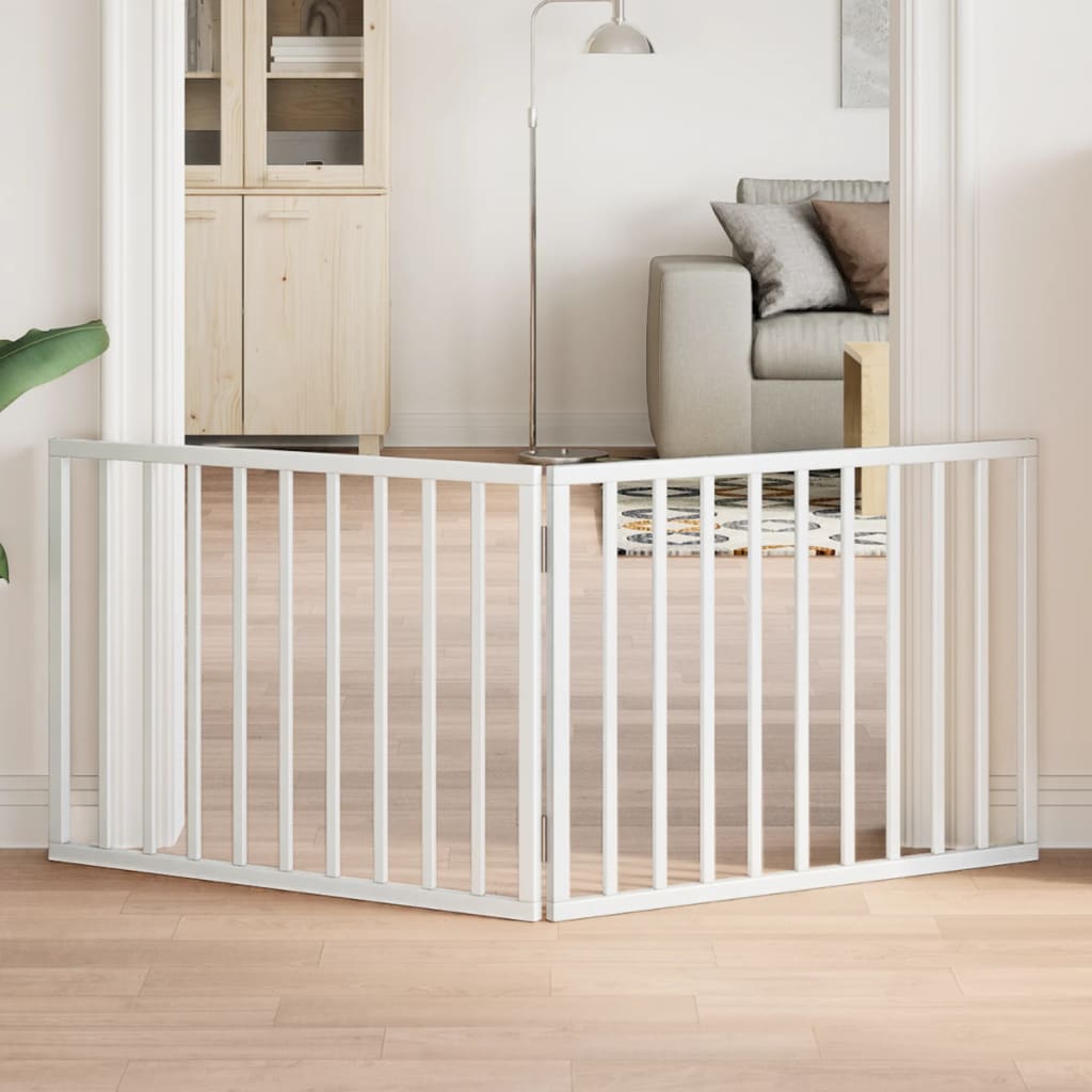 Vidaxx foldable dog gate 2 panels white 160 cm poplar wood-0