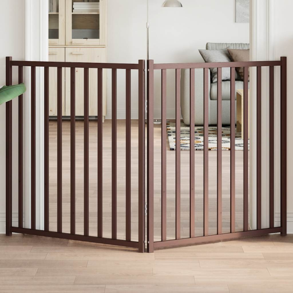 vidaXL Foldable Dog Gate – 2 Panels, 160 cm, Solid Pine, Brown Oak