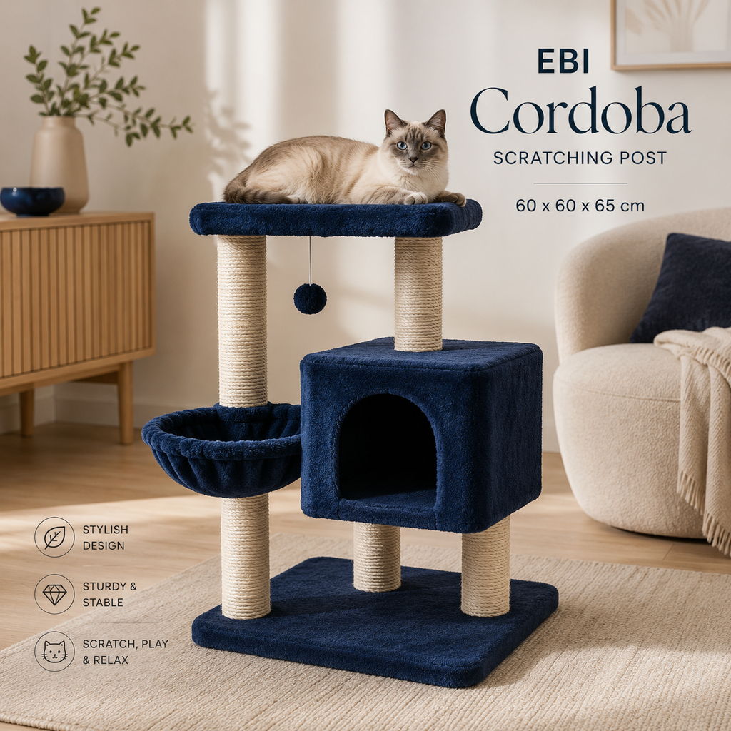 EBI Cordoba Cat Scratching Post – Dark Blue 60 × 60 × 65 cm