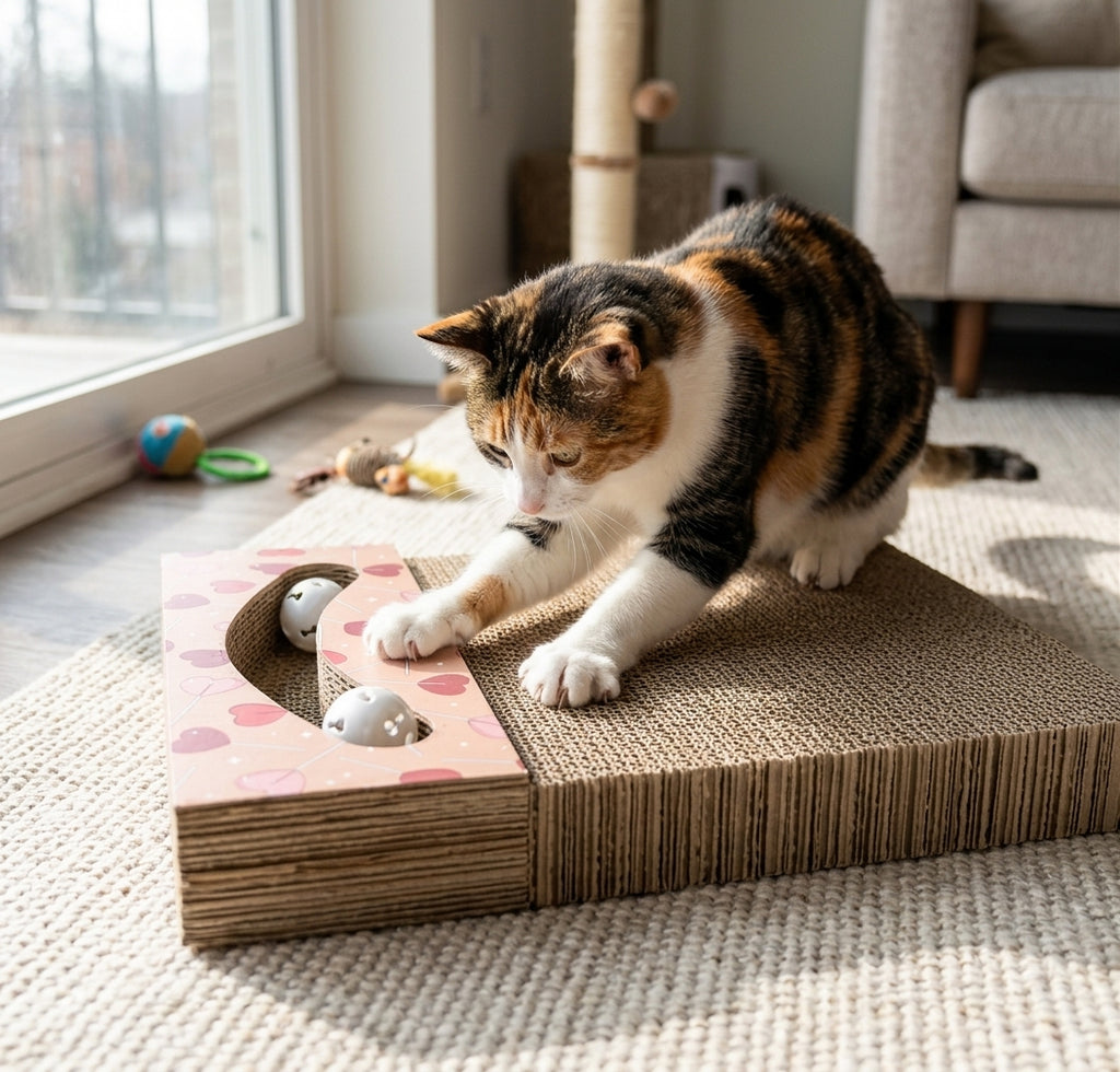 Trixie Scratching Board Hearts with Balls Apricot 38 × 30 × 5 cm