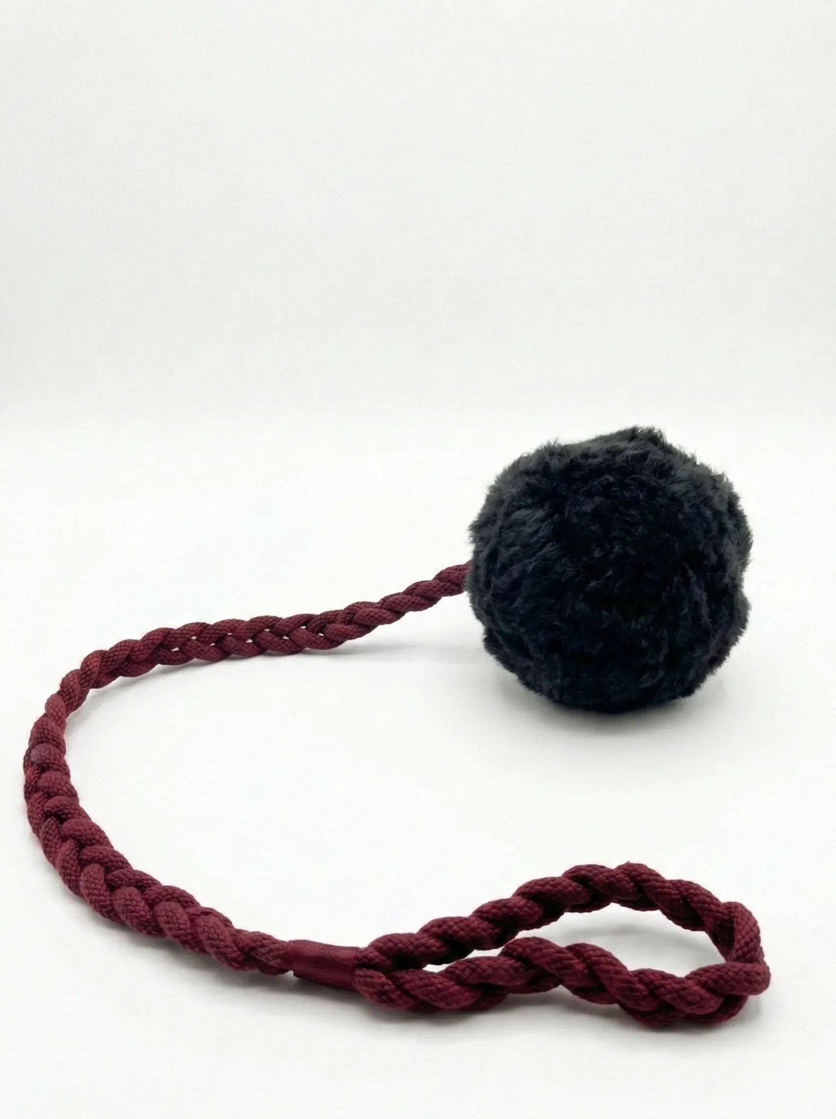 Wool Pom Tug Toy - Black-0