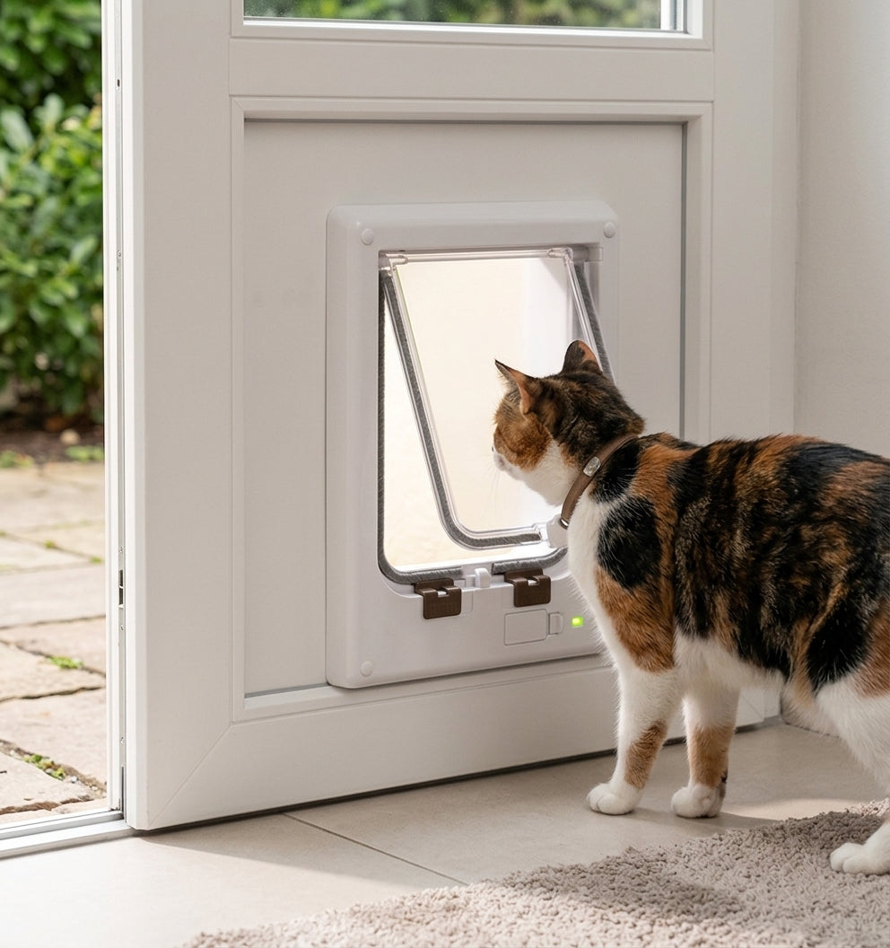 Trixie 4-Way Electromagnetic Cat Flap White 21.1 × 24.4 cm