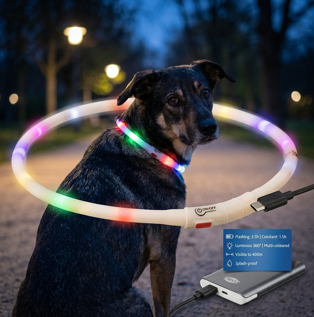 Trixie Flash Light Ring USB Silicone Multi-Coloured 70 cm